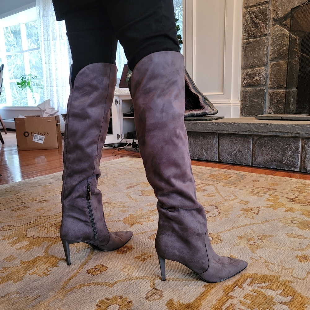 Kendall & Kylie Grey Suede Knee High Boots Sz 9